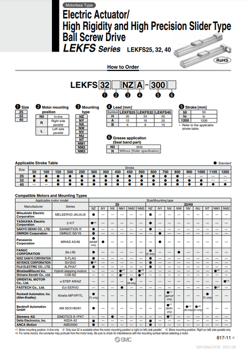 [SMC Pneumatics]Electric Actuator LEKFS32NZA-200