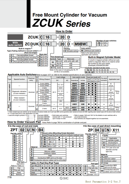 [SMC Pneumatics]Free Mount Cylinder For Vacuum ZCDUKC16-15D