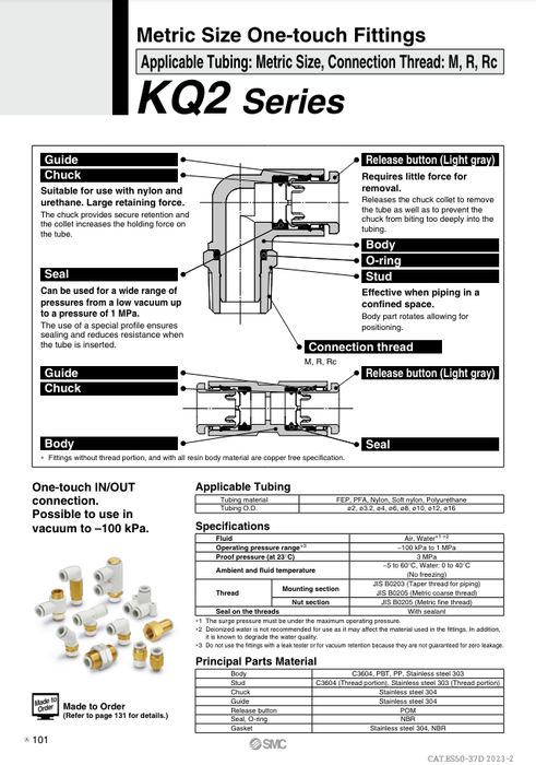 [SMC Pneumatics]One-touch Fitting KQ2U08-99A