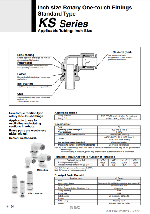 [SMC Pneumatics]Rotary One-touch Fittings KSL11-35S