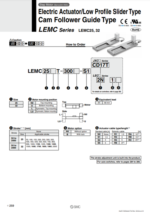 [SMC Pneumatics]Electric Actuator LEMC25LT-150-S12P1