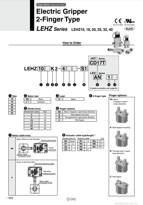 [SMC Pneumatics]Electric Gripper LEHZ32K2-22-R51N1