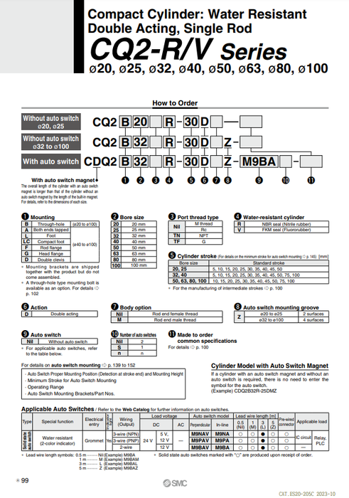 [SMC Pneumatics]Compact Cylinder CQ2B32R-25DZ