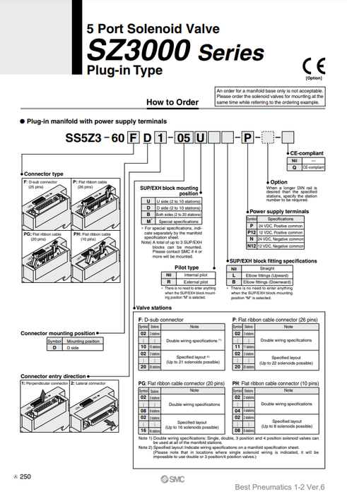 [SMC Pneumatics]Manifold SS5Z3-60FD2-05D-P
