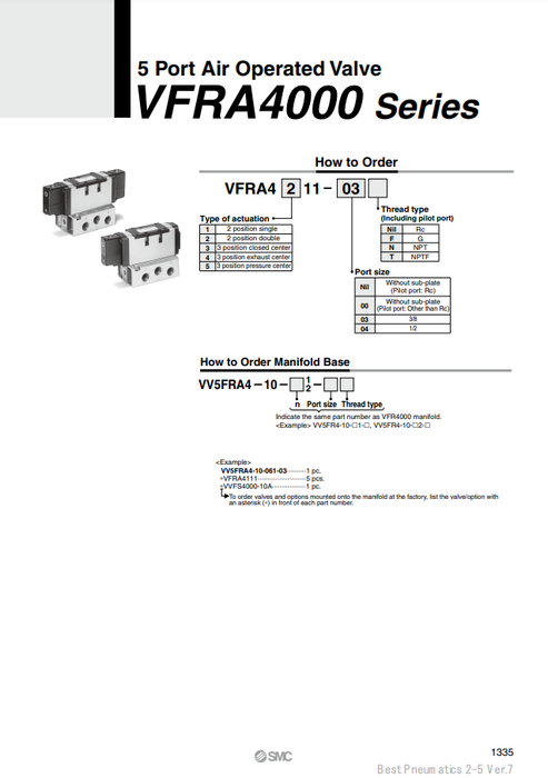 [SMC Pneumatics]Air Operated Valve VFRA4211-04