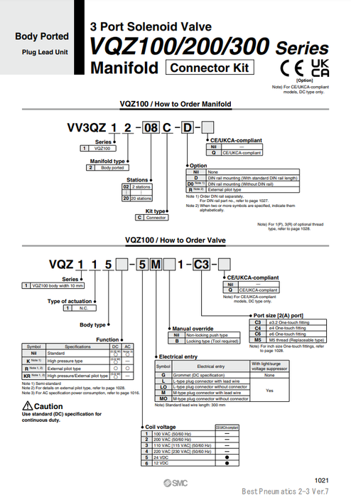 [SMC Pneumatics]Manifold Connector Kit VV3QZ25-09C4C-R