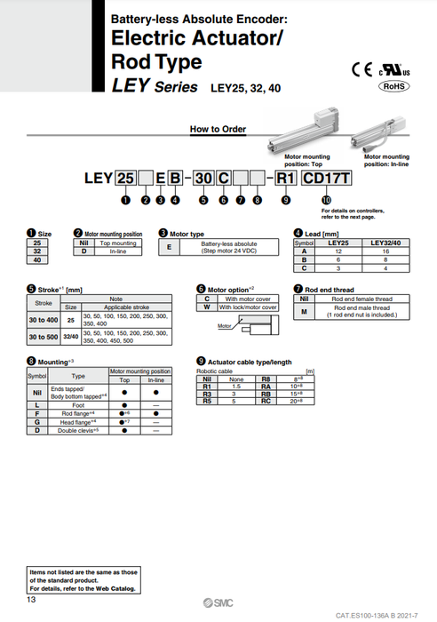 [SMC Pneumatics]Electric Actuator LEY32EC-100W-RACE17