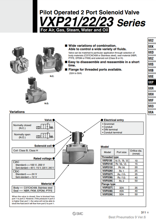[SMC Pneumatics]Solenoid Valve VXP2260-10-5DL