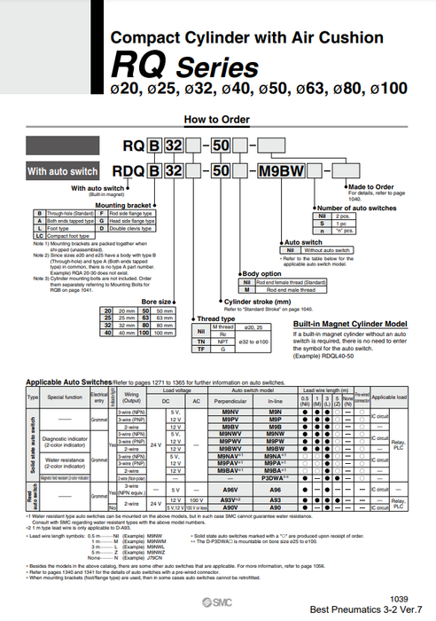 [SMC Pneumatics]Compact Cylinder RDQA40-30