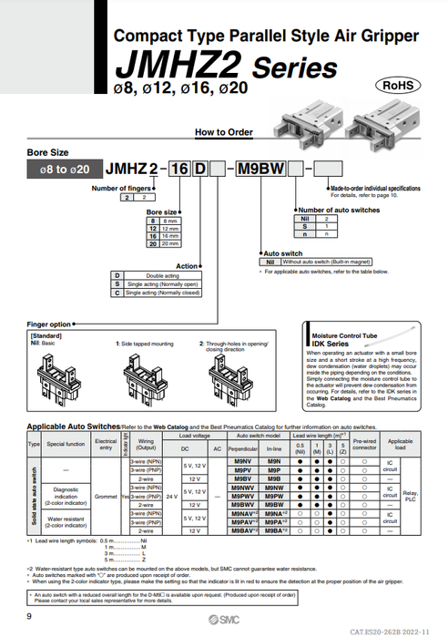 [SMC Pneumatics]Compact Type Parallel Style Air Gripper JMHZ2-12D2