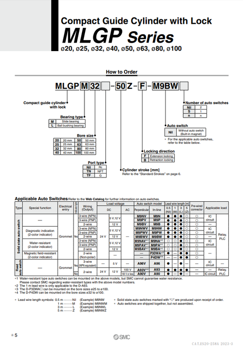 [SMC Pneumatics]Compact Guide Cylinder MLGPM40-25Z-B