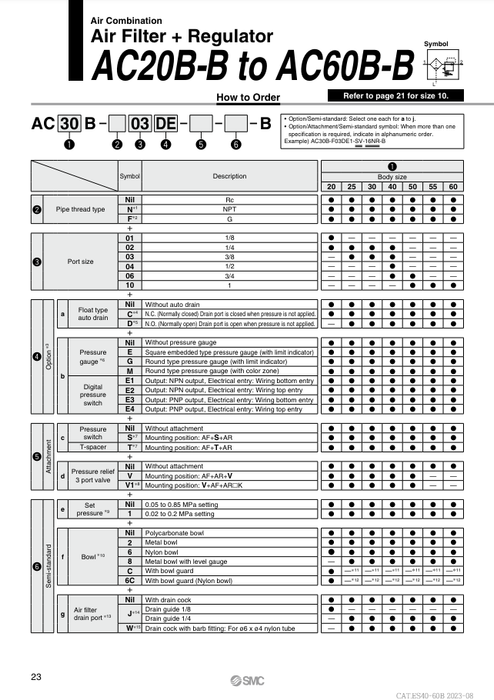 [SMC Pneumatics]Air Combination AC30B-03G-SV-B