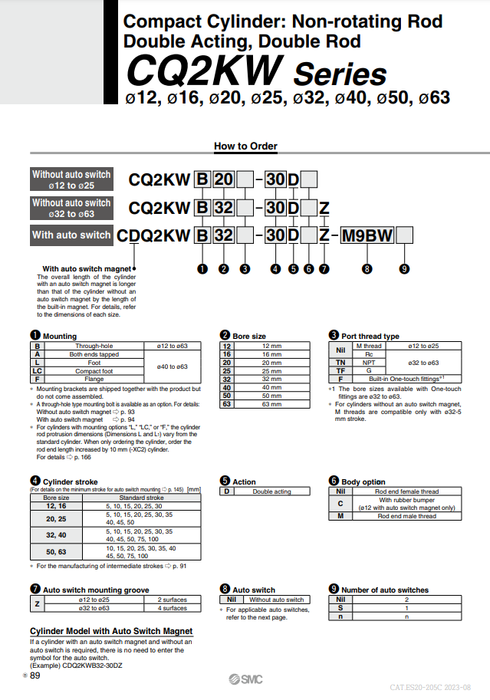 [SMC Pneumatics]Compact Cylinder CDQ2WA32-30DMZ