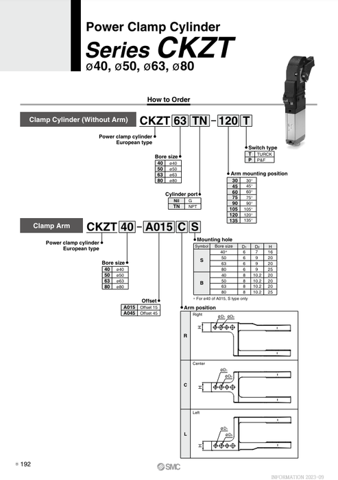[SMC Pneumatics]Clamp Arm CKZT40-A015CS