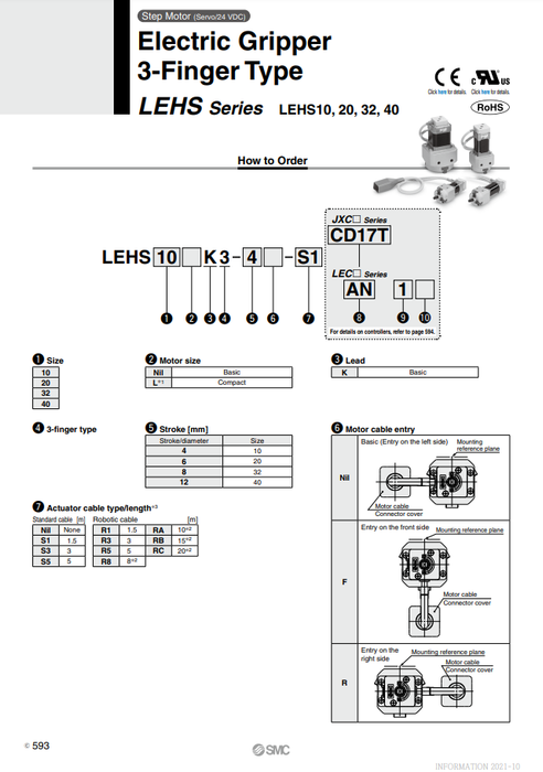 [SMC Pneumatics]Electric Gripper LEHS32K3-8-R11N1