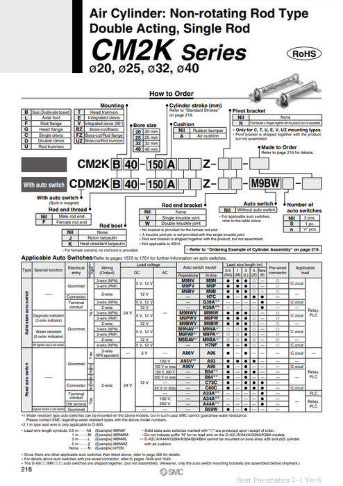 [SMC Pneumatics]Air Cylinder CM2KB20-25Z
