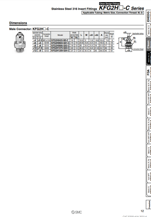 [SMC Pneumatics]Insert Fittings KFG2H0425-M5-C
