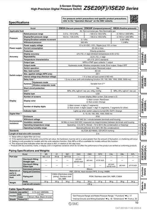 [SMC Pneumatics]Digital Pressure Switch  ZSE20-N-01