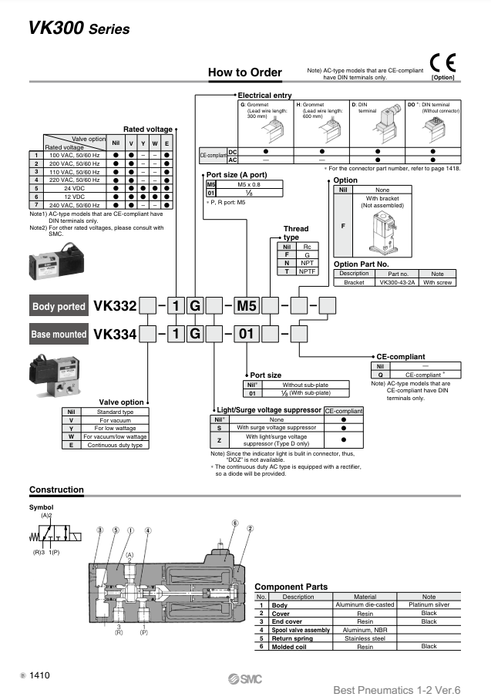 [SMC Pneumatics]Solenoid Valve VK332V-5GS-01-F