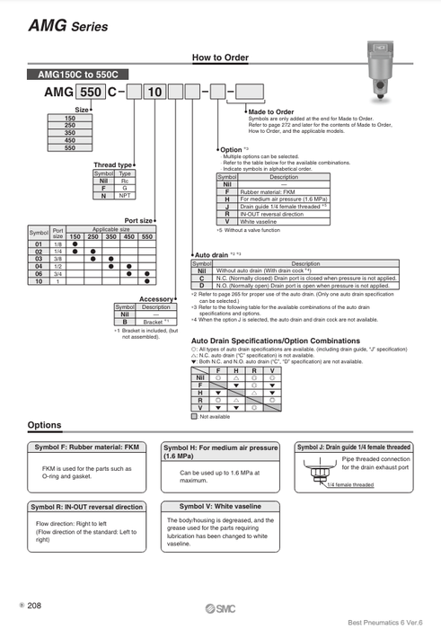 [SMC Pneumatics]Water Separator AMG250C-03BD