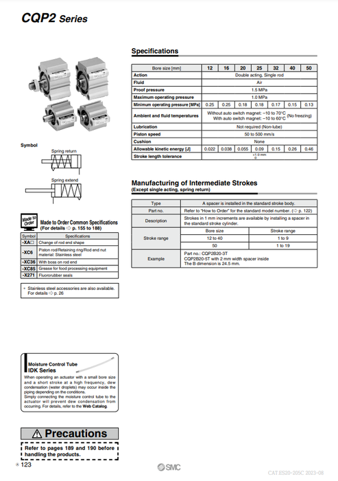 [SMC Pneumatics]Compact Cylinder CDQP2B50-20TM