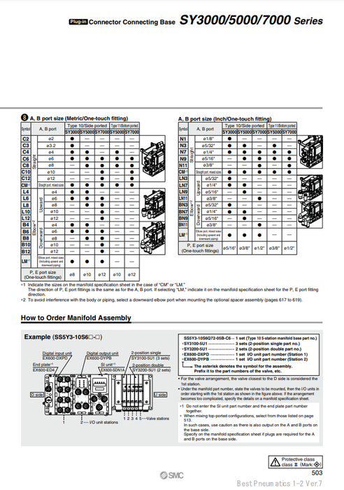 [SMC Pneumatics]Manifold SS5Y5-10S6V41-06F-C6