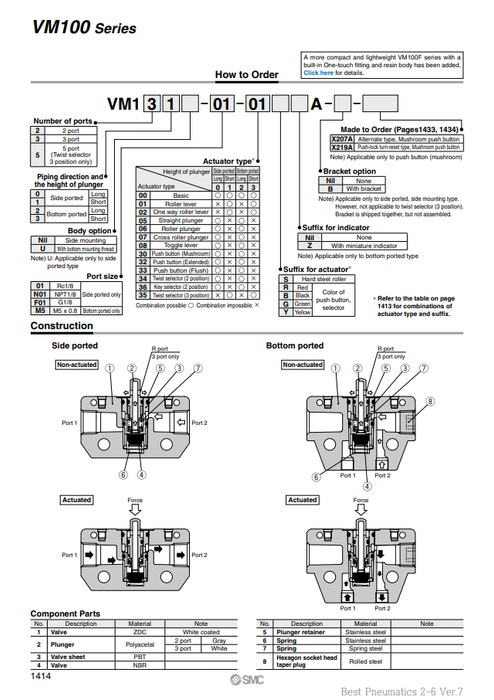 [SMC Pneumatics]Mechanical Valve VM130-01-34BA