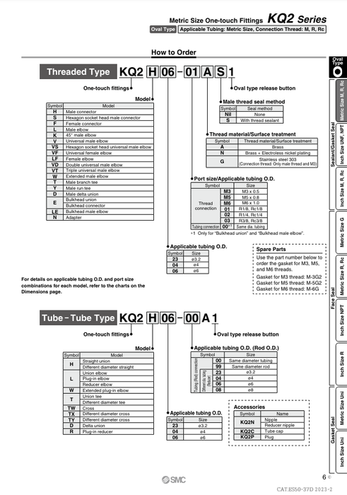 [SMC Pneumatics]One-touch Fitting KQ2H02-04A1