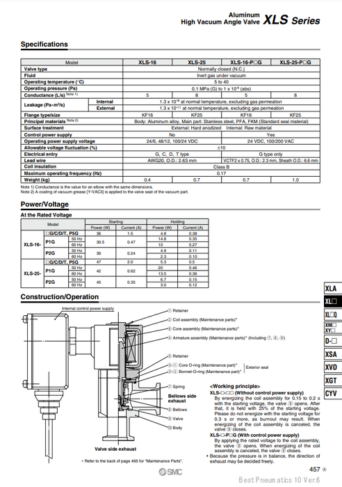 [SMC Pneumatics]High Vacuum Angle Valve  XLS-25-5G