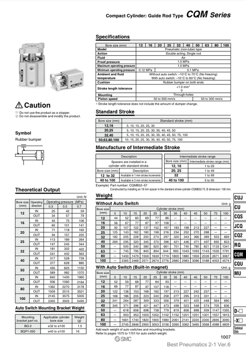 [SMC Pneumatics]Compact Cylinder CDQMA80-10