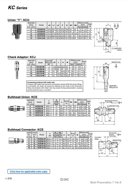 [SMC Pneumatics]Self-Seal Fittings KCE10-03