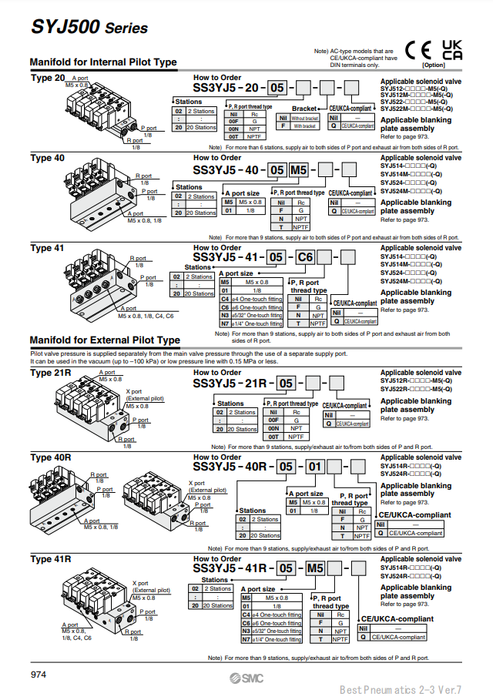 [SMC Pneumatics]Manifold SS3YJ5-41R-14-C6