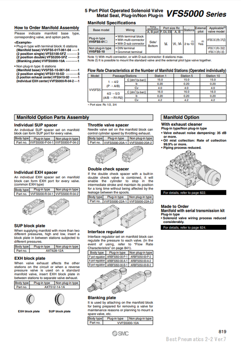 [SMC Pneumatics]Manifold VV5FS5-10-041-06
