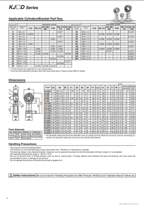 [SMC Pneumatics]Rod End(Piston Rod End Bracket) KJ4DA