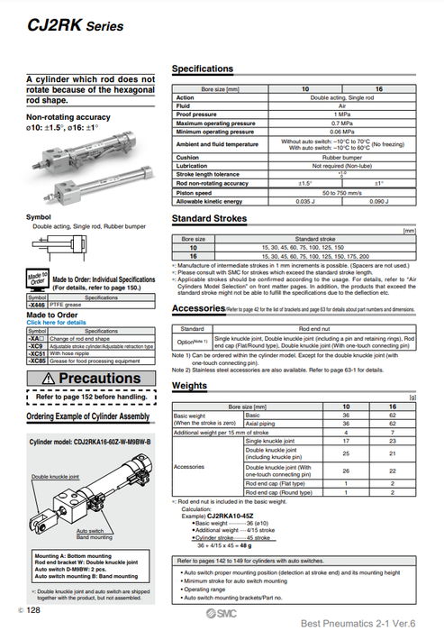 [SMC Pneumatics]Air Cylinder CJ2RKA10-15Z