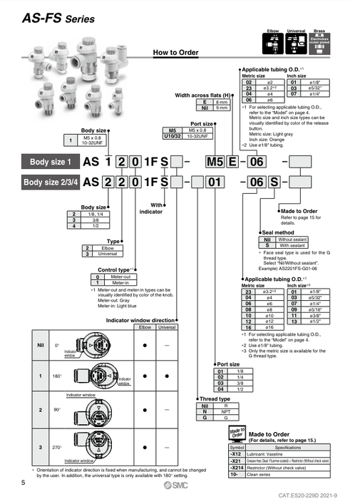 [SMC Pneumatics]Speed Controller AS2201FS1-02-10S