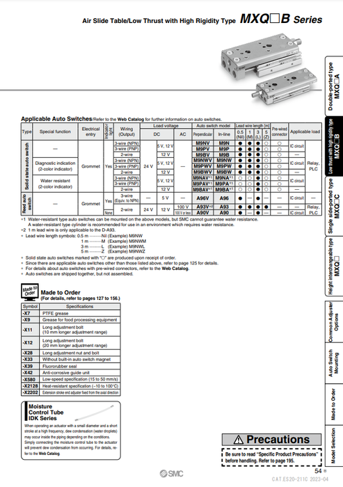 [SMC Pneumatics]Air Slide Table MXQ6B-75ZE