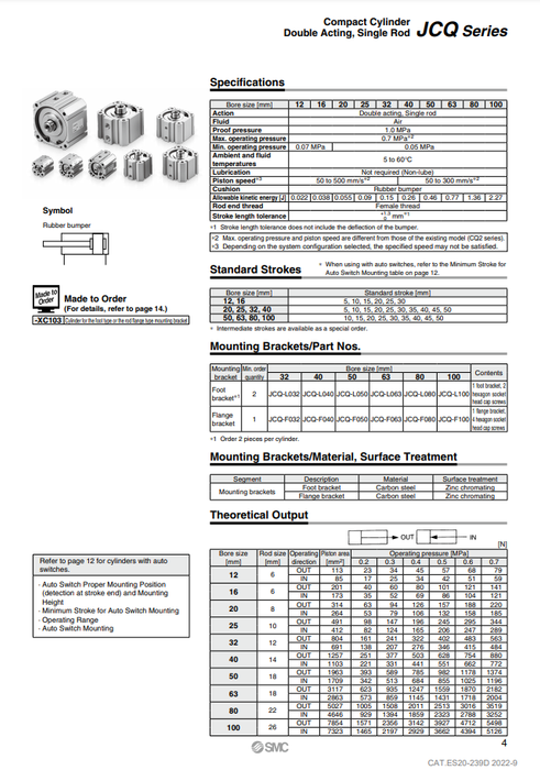[SMC Pneumatics]Compact Cylinder JCQA32-25