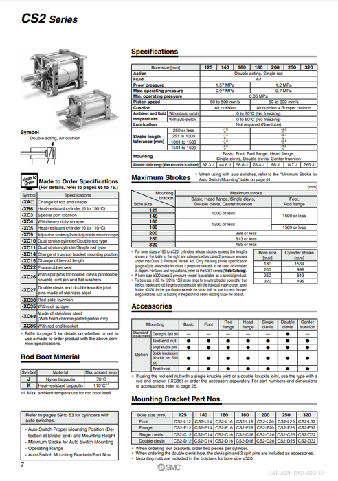 [SMC Pneumatics]Air Cylinder CS2G140-100