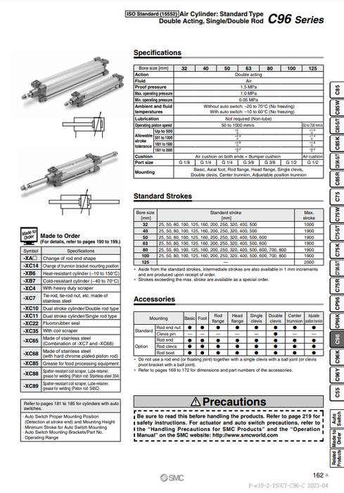 [SMC Pneumatics]Air Cylinder C96SDB80-160