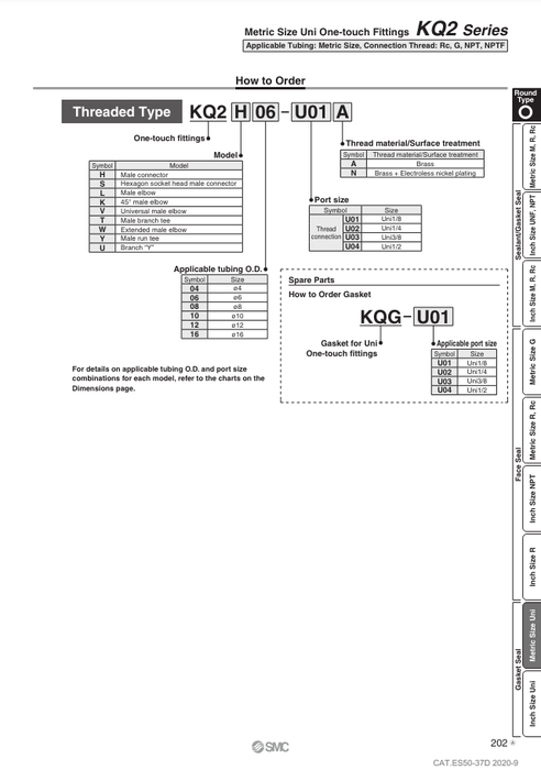 [SMC Pneumatics]One-touch Fitting KQ2L10-U01A