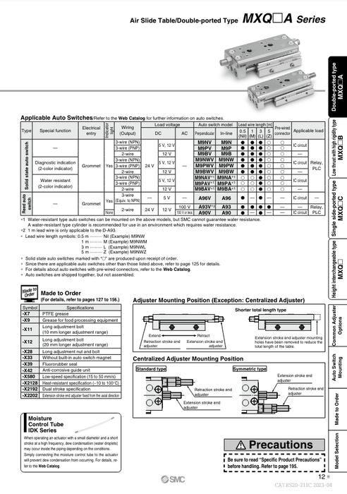 [SMC Pneumatics]Air Slide Table MXQ8A-30ZH