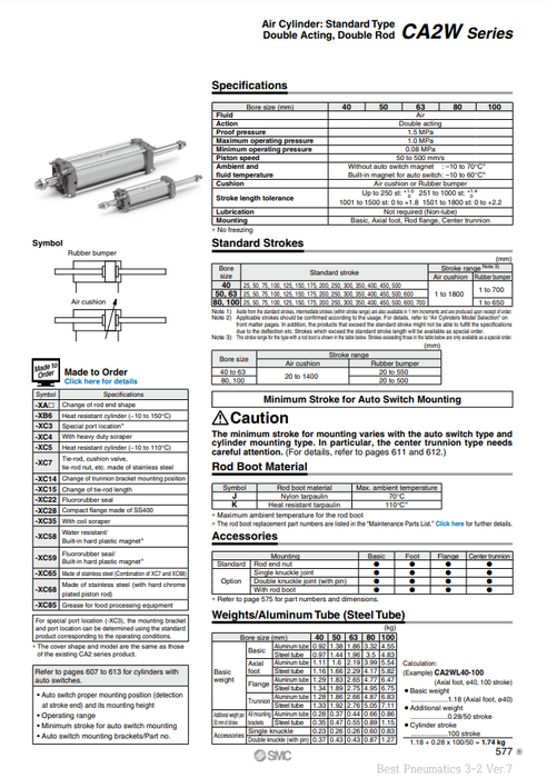 [SMC Pneumatics]Air Cylinder CA2WF63-75Z