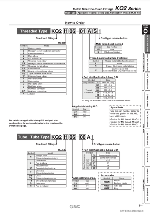 [SMC Pneumatics]One-touch Fitting KQ2L06-10A1