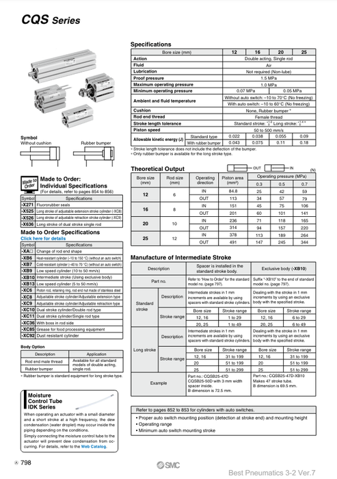 [SMC Pneumatics]Compact Cylinder CDQSB20-200DCM