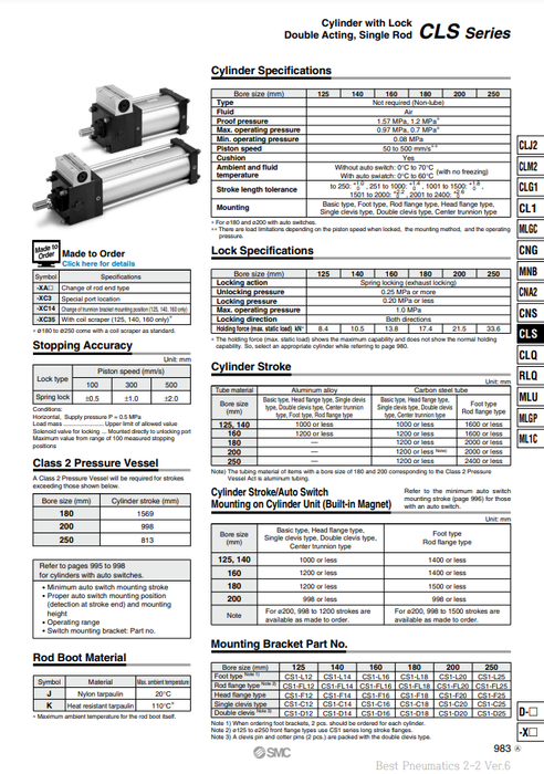 [SMC Pneumatics]Lock Cylinder CLSF200-450-D