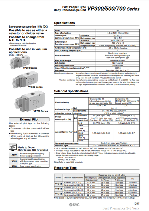 [SMC Pneumatics]Solenoid Valve VP342-5LZ1-02A-F