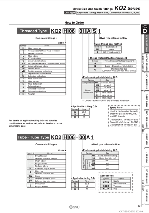 [SMC Pneumatics]One-touch Fitting KQ2L04-M6N1