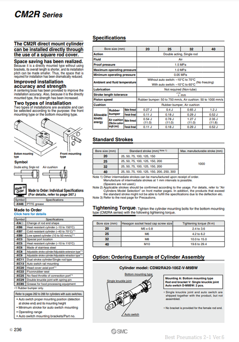 [SMC Pneumatics]Air Cylinder CM2RA20-20Z