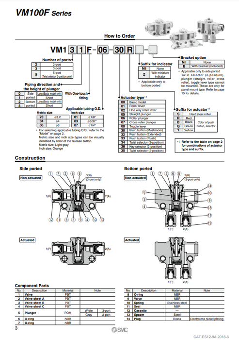 [SMC Pneumatics]Mechanical Valve VM151F-06-35R